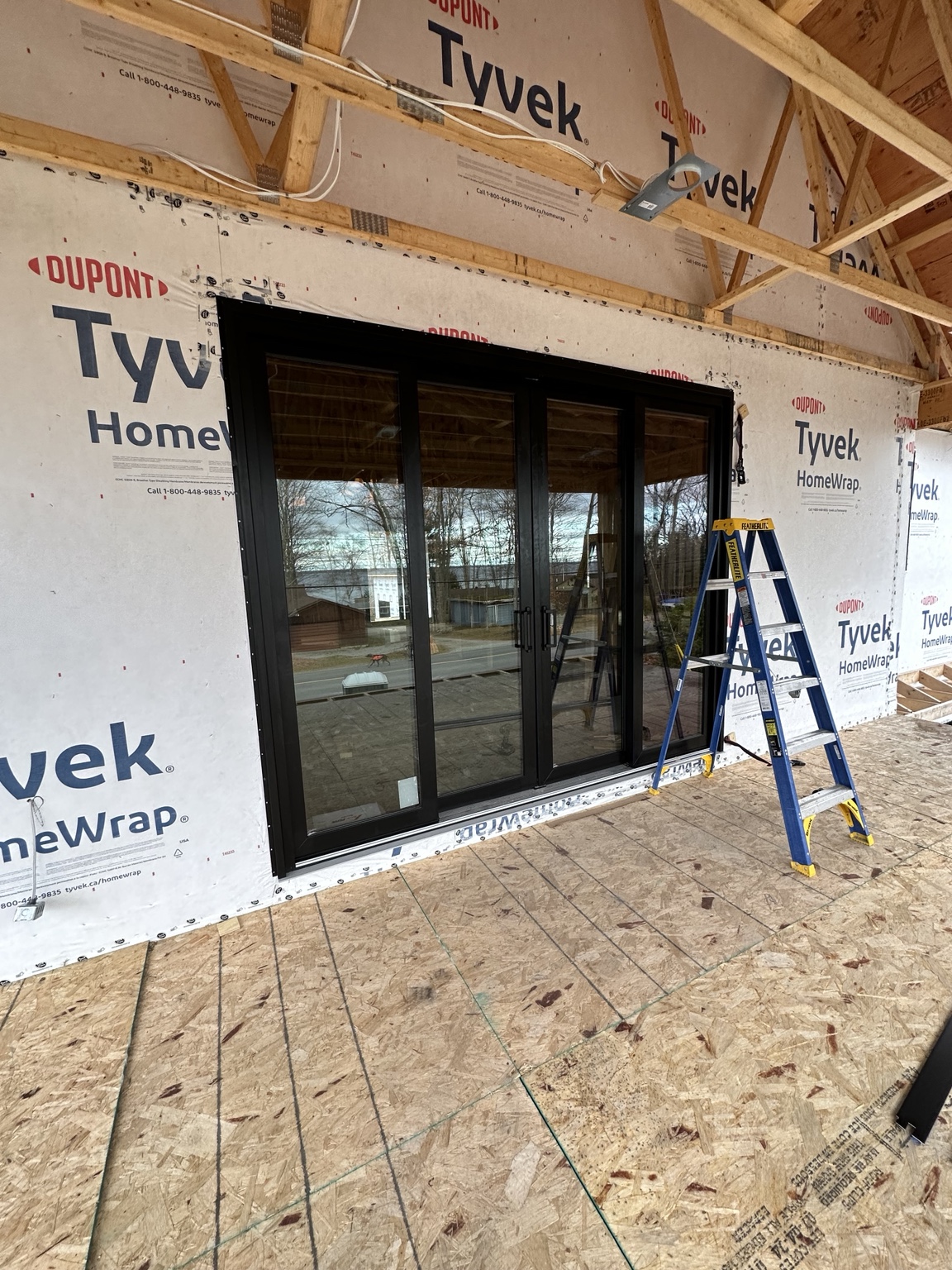Large black sliding patio door